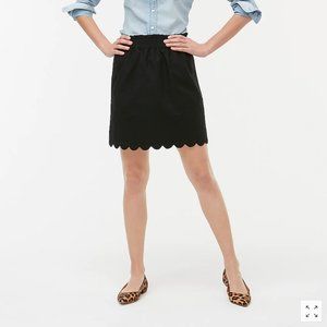 Scalloped linen-cotton skirt| J Crew Factory BLACK